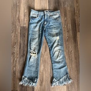 Zara Ripped Frayed Bottom Skinny Jeans